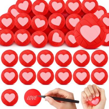 Imagem de Soulchen 48 peças mini bola de vôlei de estresse para o dia dos namorados 1,57 acessórios de vôlei de coração de espuma, alívio de aperto, bolas esportivas, brinquedos de emoção para dia dos namorados