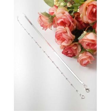 Imagem de Kit 2 Pulseiras Bolinha Laminada Prata Legitima 925 - Lojas La&Amp;Ny,