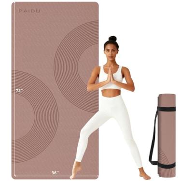 Imagem de PAIDU Tapete de ioga grande, 182.9 cm x 91.4 cm x 2/12.7 cm (10 mm) tapete de exercício antiderrapante grosso, material POE certificado SGS, ideal para academia em casa, ioga, pilates, exercícios de