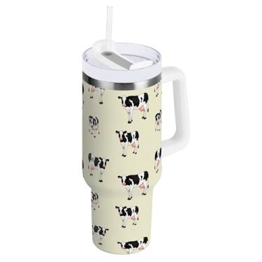 Imagem de SEHANY Copo Highland Cow de 850 g com alça, copo isolado de aço inoxidável a vácuo de parede dupla, à prova de vazamento, copo de viagem isolado cabe no suporte de copo de carro