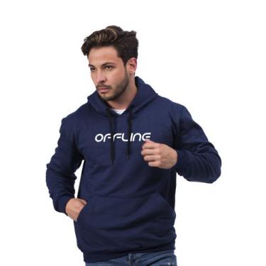 Imagem de Blusa Moletom Masculina TechMalhas com estampa OFFLINE Flanelada, Azul