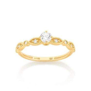 Imagem de Anel de noivado solitário banhado ouro 3x 24k 18k e 22k feminino 15 an