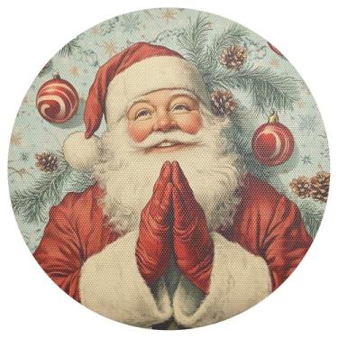 Imagem de xigua Jogo americano redondo de Natal Papai Noel, tapete de mesa redondo antiderrapante resistente ao calor, tapetes de mesa de 48 cm para decoração de cozinha, jantar e festa