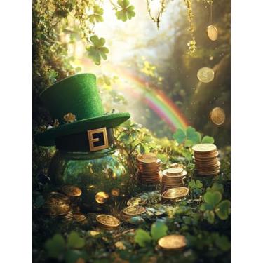 Imagem de Kits de arte de diamante para adultos, iniciantes, Dia de São Patrício, faça você mesmo, kits modernos de pintura de diamante 5D com pontos de diamante, artesanato com ferramentas, broca completa