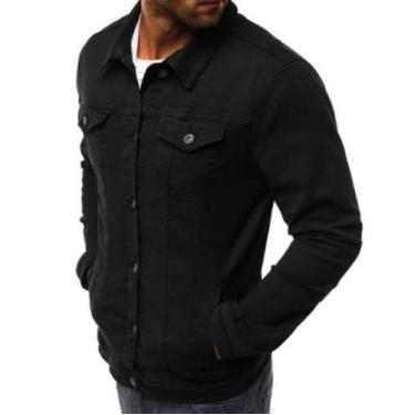 Imagem de Jaqueta Jeans Masculina Premium Fit Alto Padrão - TLT Modas, G, Preto