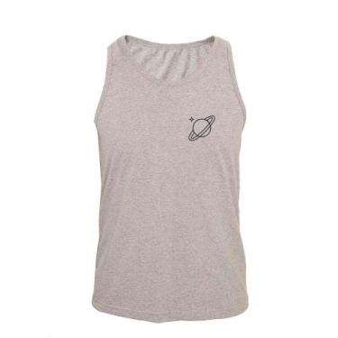 Imagem de Regata Masculina Algodão Saturno Básica - Ragor, M, Cinza