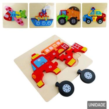 Imagem de Quebra Cabeça de Madeira Veículos - Tudo em Caixa - DM BRASIL