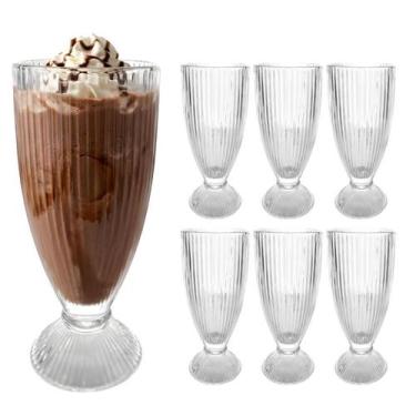 Imagem de Jogo 6 Taças De Vidro Sorvete Milk Shake Sobremesas 310ml - Haüskraft