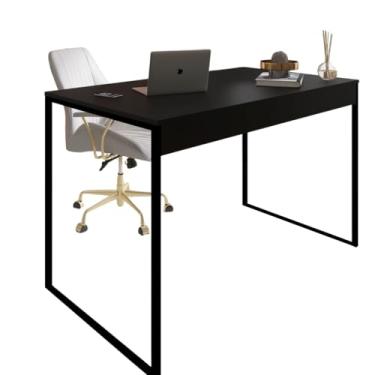 Imagem de Mesa de Escritório Minimalista, Estrutura Metálica Preta, 90x60x75 cm, Disponível Na Cor Preta