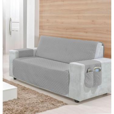 Imagem de Capa Protetora de Sofá Retrátil 2, 3 e 4 Lugares – Matelada, com Porta-Objetos, Conforto e Proteção para Sofás de 1,00 a 2,20m (CINZA,4 Lugares (2,20m))