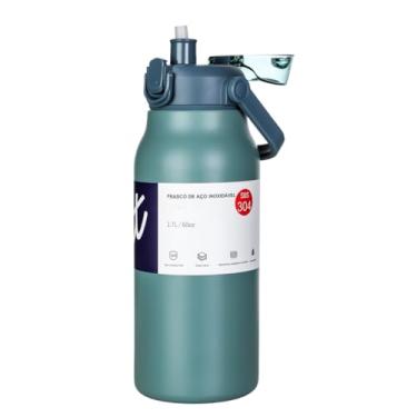 Imagem de Garrafa Térmica de água 1700ml Grande Capacidade Aço Inox Isolado Cup de Academia (Ciano 1700ML)