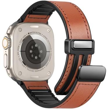 Imagem de WestEagle Pulseira magnética de couro para relógio compatível com Apple Watch Ultra/2 10/9/8/7/6/5/4/3/2/1 de 49 mm, 46 mm, 45 mm, 44 mm, 42 mm, 4, 3, 2 e 1