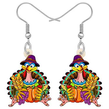 Imagem de BONSNY Brincos de acrílico para presente de Ação de Graças com pingente de peru, joias de frango para mulheres, presentes divertidos, Plástico, Sem pedra preciosa