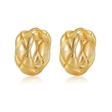 Imagem de Brincos de argola pequenos e grossos para mulheres - banhado a ouro 18 K, boêmio, étnico, presentes vintage delicados para mulheres, Medium, Cobre, Sem pedra preciosa