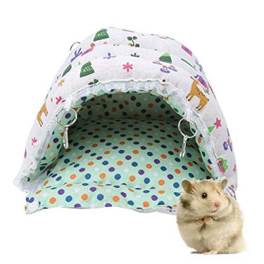 Imagem de SIWOTED Tecido de Algodão Branco Natal Pet Hamster Rede Quente Pendurado Tenda Ninho para Planador de Açúcar Esquilo Chinchila Coelho Ouriço (Médio: Aprox.17,6x16,2x10cm / 6,93x6,38x3,94 pol.)