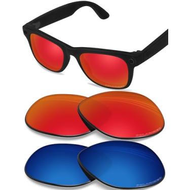 Imagem de BLAZERBUCK Lentes de reposição polarizadas anti-sal para óculos de sol RayBan Meta Wayfarer RW4008 53 mm - 2 peças, Vermelho fogo e azul meia-noite, 0