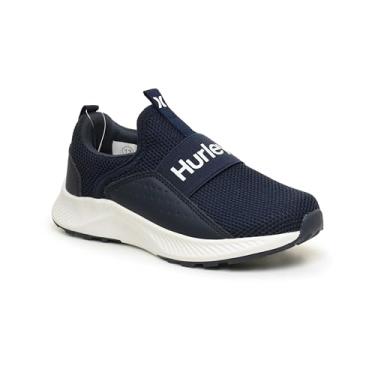Imagem de Hurley Tênis infantil sem cadarço Cameron – Tênis esportivo leve para meninos e meninas com faixa elástica, cabedal de malha respirável e palmilha acolchoada – Tênis de corrida fácil de colocar e
