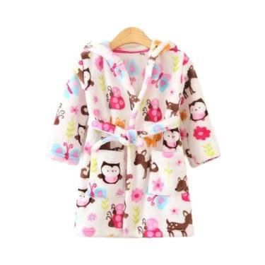 Imagem de Pijamas De Flanela Para Crianças, Robe Macio Com Capuz, Roupas De Dorm