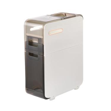 Imagem de Cômoda de armazenamento de plástico com gavetas, carrinhos de armazenamento estreitos e finos de 4 camadas, armário de armazenamento, organizador em pé com rodas, unidade de armazenamento para espaços