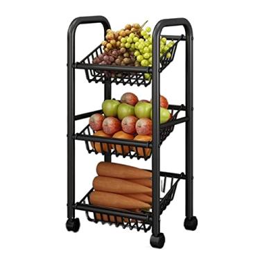 Imagem de U5GAAALPPQ9 Rack de metal de cozinha rack de piso multicamadas rack de armazenamento de frutas e vegetais cesta carrinho rack de armazenamento prateleiras de cozinha (cor: 70 cm) (35 cm)
