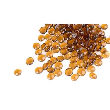 Imagem de Foncomy Mármores de vidro plano marrom, pedras transparentes de 400 g, pedras de vidro decorativas para vasos, artesanato, flores, pedras de Mancala, rochas de aquário para aquário, aprox. 1,5 cm a 2