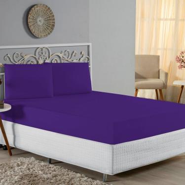 Imagem de Jogo De Cama Casal Viúva Nobre 3 Peças Malha 100% Algodão - Roxo