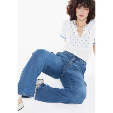 Imagem de Calça Jeans Reta Feminina com Bolsos Sob-Feminino
