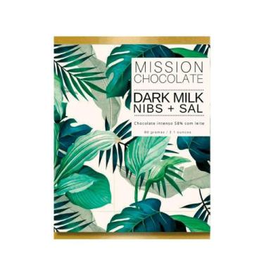 Imagem de Chocolate 58% Dark Milk com Nibs e Sal Rosa Mission  60g
