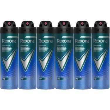Imagem de Kit Desodorante Aerosol Rexona Active Dry/Azul 150ml - 6 Unidades