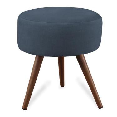 Imagem de Puff Cama Inbox Hilda Redondo com Pés em Madeira Maciça Tecido Suede A