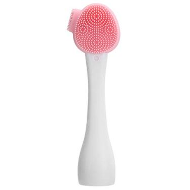 Imagem de Escova de limpeza facial de silicone portátil, máscara flexível e macia, bastão de mistura para limpeza profunda e massagem de pele normal, material pp de silicone de qualidade (Cabeça única rosa e branca)