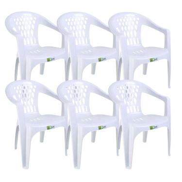 Imagem de Kit 6 Cadeiras de Plastico com Braco Duo Bella Duoplastic Empilhaveis