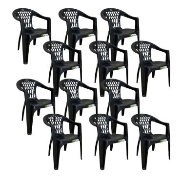 Imagem de Kit 12 Cadeiras de Plastico com Braco Duo Bella Duoplastic Empilhaveis