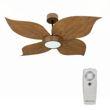 Imagem de Ventilador de Teto Com Controle Remoto Natuvent Flower Led 4 Pás Madeira Imbuia 6500k Branco Frio 127v