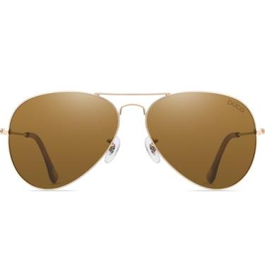 Imagem de DUCO Óculos de sol aviador clássico para homens e mulheres óculos de sol polarizados retrô proteção UV400 condução pesca 3025, Armação dourada, lente marrom, Medium