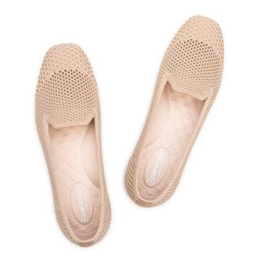 Imagem de Frank Mully Mocassim feminino sem cadarço bico quadrado confortável para trabalho no escritório, lindo mocassim sem cadarço, Malha cru, 35