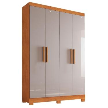 Imagem de Guarda-Roupa Solteiro 4 Portas 2 Gavetas Sergipe em MDF com Pés 120cm Naturalle/Off White - Bianchi Móveis
