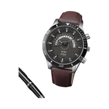 Imagem de Relógio De Quartzo Masculino De Luxo Em Couro PU, Design Simples E Cas