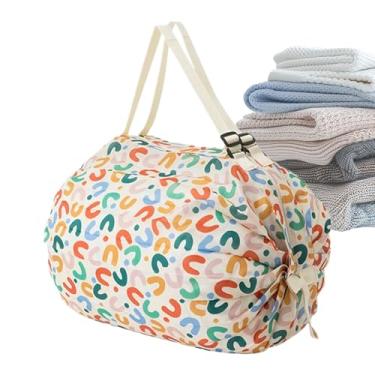 Imagem de de compras dobrável, de armazenamento com alça | Bolsas reutilizáveis para compras, trabalho, acampamento, supermercado, férias, Letra, Refer to description