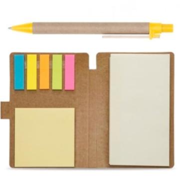 Imagem de Caderneta Ecológica Tipo Caderno A5 com Caneta, Bloco de Anotações Pautado, Caderno Sem Pauta Opcional, Caderno de Anotações 96 Folhas para Escritório e Uso Diário (CANETA AMARELA,2 Blocos)