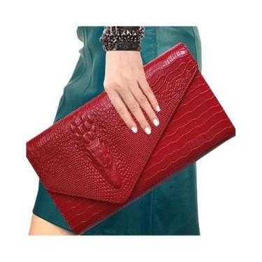 Imagem de Bolsa Clutch Feminina De Grande Capacidade Com Estampa De Crocodilo, E