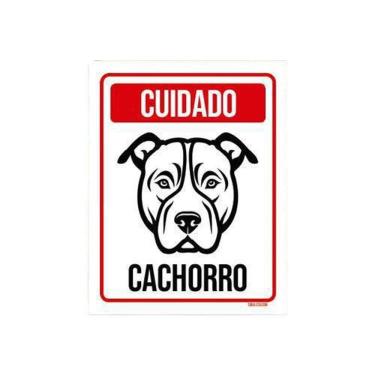 Imagem de Kit 10 Placas Cuidado Cachorro Pitbull