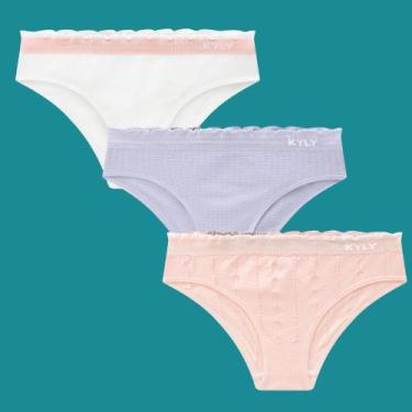 Imagem de Kit 3 Calcinhas Kyly Infantil Juvenil Menina em Microfibra Tamanho:M, 