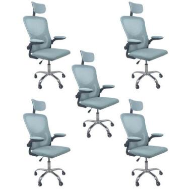 Imagem de Kit Com 5 Cadeiras De Escritório Diretor Oficial Vegas Com Apoio + Ebo