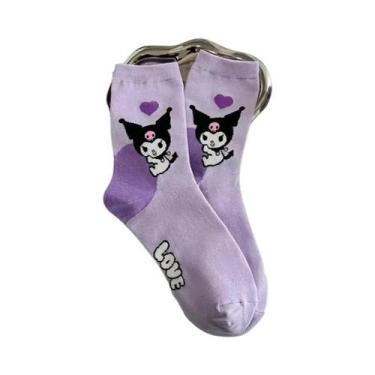 Imagem de Meias De Algodão Respiráveis HelloKitty Cinnamoroll Kuromi Para Menina