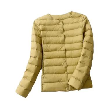 Imagem de Casaco Feminino Leve De Plumas Com Gola O Ou Gola V, Jaqueta Puffer Ac