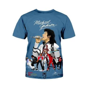Imagem de Camiseta Masculina Retrô Michael Jackson Hip-Hop Verão Casual Harajuku