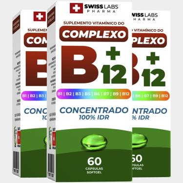 Imagem de 3x Complexo B12 Concentrado 100% IDR com 60 cápsulas Swiss
