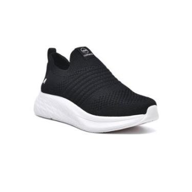 Imagem de Tenis Feminino Via Marte Knit Elástico Slip On 23-19001 Preto-Feminino