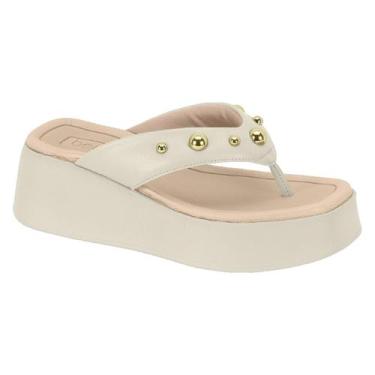 Imagem de Tamanco Feminino Chinelo Anabela Plataforma Beira Rio Dedo, Branco off